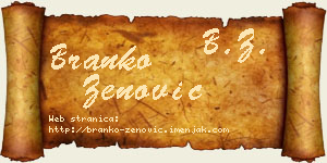 Branko Zenović vizit kartica